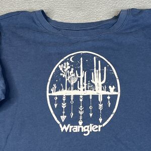 Wrangler Sweatshirt Womens 2X Blue Pullover Sweater Western Desert Arrows Plus